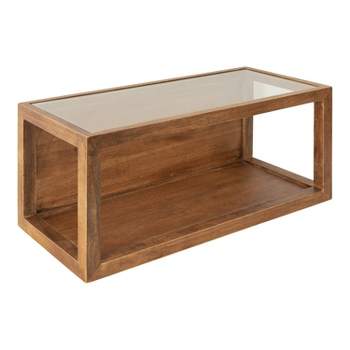 18" x 8" Wessler Decorative Wood Box Shelf Rustic Brown - Kate & Laurel All Things Decor