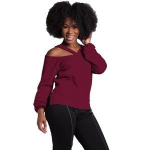Poetic Justice Women's V Self Straps Off Shoulder Long Sleeve Top - 1 of 4