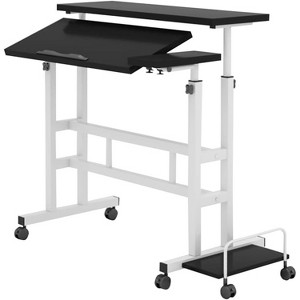 Small Mobile Liftable Standing Desk, Portable Stand Up Desk, Adjustable Height, Lockable Casters, Spacious 2-Tier Workstation, for Home, Office - 1 of 4