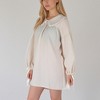 Anna-Kaci Lounge Women's Gingham Long Sleeve Nightgown with Peter Pan Collar and Ribbon Trim Detail - 3 of 4