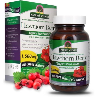 Nature's Answer Hawthorn Berry Vegetarian Capsules 1500mg, 90 Ct