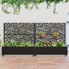 Wooakway Black Metal Planter Box with Trellis Raised Garden Bed with Arbor Privacy Screen with Wheels - 2 of 4
