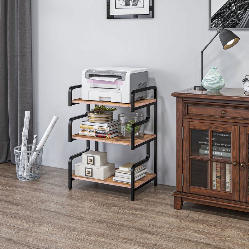 HOMCOM 3-Tier Storage Shelf, Metal Shelves for Storage for Home Office, Living Room, Industrial Printer Table, 2 of 7