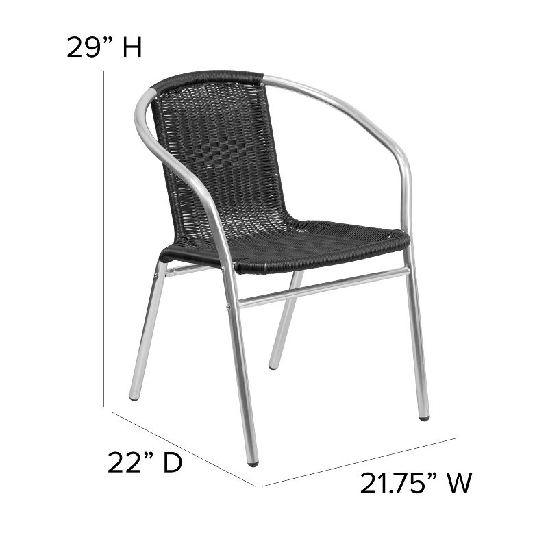 Emma and Oliver Commercial Aluminum/Rattan Restaurant Dining Stack Chair, 4 of 11