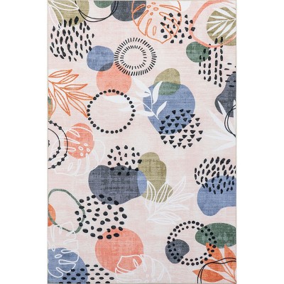 Abstract Multicolor Washable Synthetic Indoor/Outdoor Rug