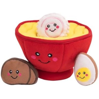 ZippyPaws Burrow- Interactive Dog & Puppy Toys for Boredom, Enrichment Squeaky Toy, for Small & Medium Dogs- Ramen Bowl