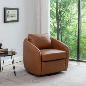 Modern Cozy Barrel Swivel Chair - WOVENBYRD - 1 of 4