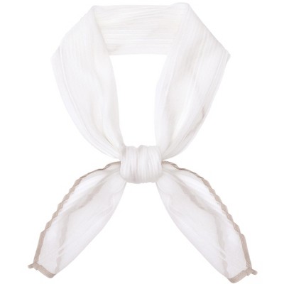 INSPIRE CHIC Women's Pleated Chiffon Contrast Color Trim Semi Sheer Stretchy Gauze Neck Scarves 1Pc