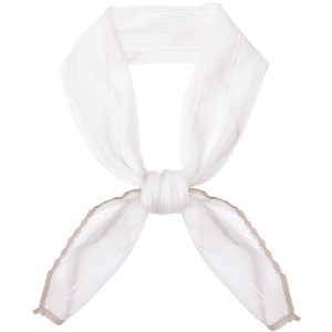 INSPIRE CHIC Women's Pleated Chiffon Contrast Color Trim Semi Sheer Stretchy Gauze Neck Scarves 1Pc - 1 of 4