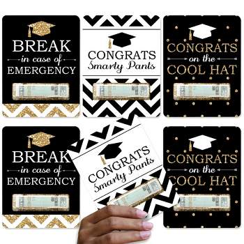 Big Dot of Happiness Tassel Worth The Hassle - Gold - DIY Assorted Graduation Cash Holder Gift - Funny Money Cards - Set of 6
