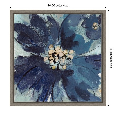 Inky Floral Blue and Yellow Canvas Wall Art Print