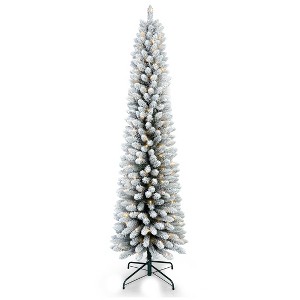 HomeRoots 5' White Pre Lit Slender Flocked Fir Christmas Tree - 1 of 4