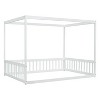 PAGED Twin Size Canopy Bed Modern Pine Bed Frame with Guardrail for Bedroom, without Slats - 4 of 4