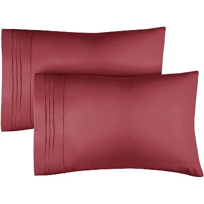 DreamHome Satin Pillow Case with Zipper 2 Pillow Cases Standard Burgundy 