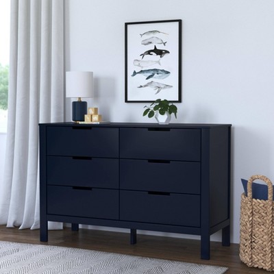 Navy Double Nursery Dresser with Six Drawers