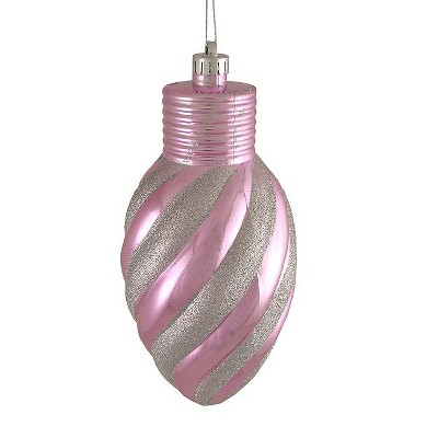 Northlight 11" Glitter Stripe Shatterproof Light Bulb Christmas Ornament - Pink