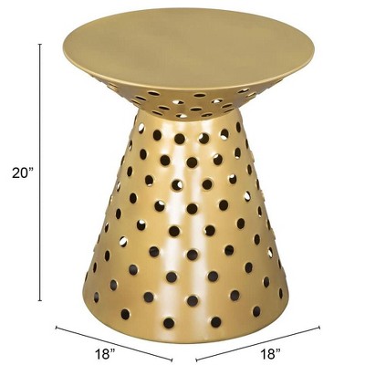 Gold Round Metal Contemporary Side Table
