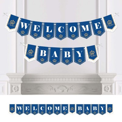 Big Dot of Happiness Royal Prince Charming - Party Bunting Banner - Baby Shower Decorations - Welcome Baby