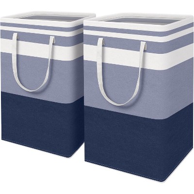 2 Pack Large Laundry Baskets, Waterproof, Freestanding Laundry Hampers, Collapsible Clothes Hamper with Reinforced Handles in College Dorm