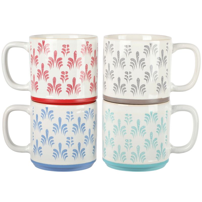 Gibson Home Morning Mist 4 Piece 18 Ounce Stoneware Mug Set in Assorted Colors, 1 of 8
