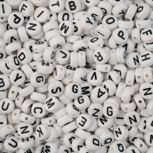 John Bead 4x7mm White Mixed Plastic Round Alphabet Craft Beads, 72g - 1 of 4