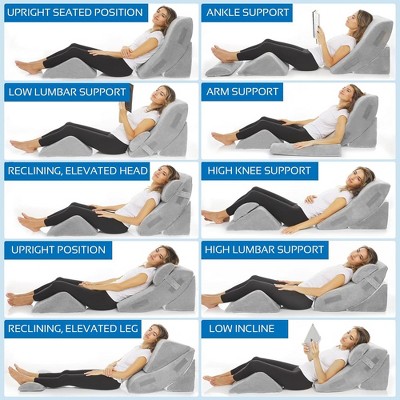 Gray Orthopedic Memory Foam 4-Piece Wedge Pillow Set