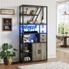 Wine Bar Cabinet with LED Lights & Power Outlets, Tall Coffee Bar Station with Wine Rack, Microwave Stand for Kitchen, Living Room - 2 of 4