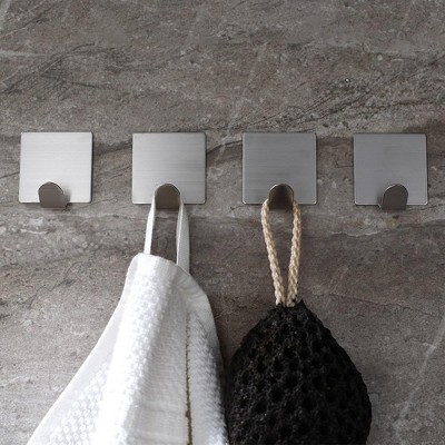 Stainless Steel Self Adhesive Hooks Key Rack Garage Storage Organizer Stick On Sticky Bathroom Kitchen Towel Hanger Wall Mount Contemporary Style