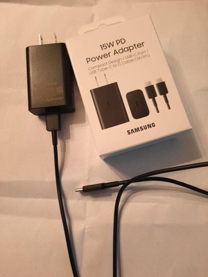 Samsung 15w Power Adapter With 3amp Usb-c To Usb-c Cable - Black : Target