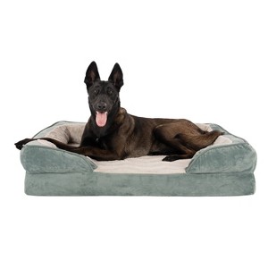 FurHaven Velvet Waves Perfect Comfort Cooling Gel Top Memory Foam Sofa Dog Bed - 1 of 4