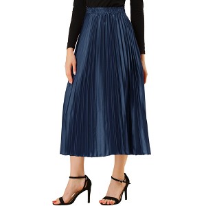 INSPIRE CHIC Women's Party Elastic Waist Metallic Shiny Accordion Pleated Midi Skirt - 1 of 4