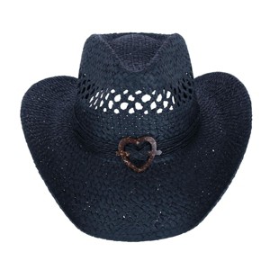 CTM Women's Western Straw Cowboy Hat with Heart Concho - 1 of 4