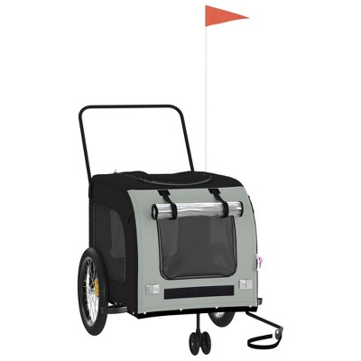 Black and Gray Iron Frame Pet Bike Trailer with Oxford Fabric