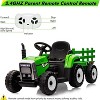 12V Kids Battery Powered Electric Tractor with Trailer, Ride On Car w/Remote Control, 7-LED Headlights, for Kids 3-6 Years - 2 of 4