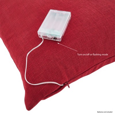 Red Christmas Tree Pillow Cover with LED Lights
