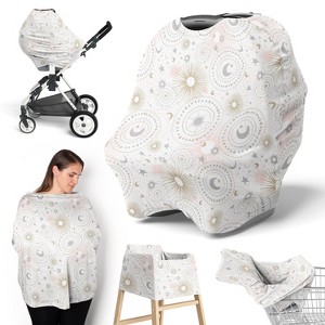 Sweet Jojo Designs Girl 5-in-1 Multi Use Baby Nursing Cover Celestial Pink Gold and Grey - 1 of 4
