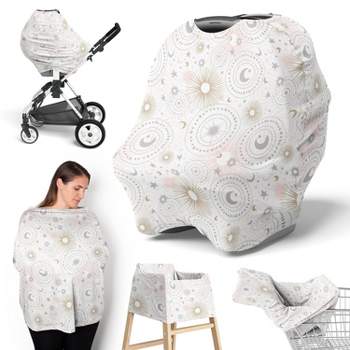 Sweet Jojo Designs Girl 5-in-1 Multi Use Baby Nursing Cover Celestial Pink Gold and Grey