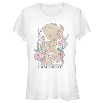 Juniors Womens Guardians of the Galaxy Floral I Am Groot T-Shirt