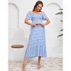 Maternity Dress Summer Ruffle Short Sleeve Square Neck Smocked Midi Dress Baby Shower Photoshoot - 3 of 4