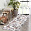 Washable Area Rug – Ultra-Thin Low Pile Vintage Carpet, Non-Slip Accent for Living Room, Bedroom, Home Office, Distressed Rust Design - 2 of 4