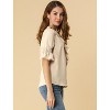 INSPIRE CHIC Women's Ruffle V Neck Puff Sleeve Summer Casual Chiffon Peasant Top - 4 of 4