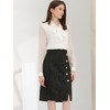 Allegra K Women's Plaid Tweed High Waist Button Decor Shiny Business Elegant Midi Skirt - 2 of 4