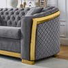 84'' Velvet Luxury Tufted 3-Seater Sofa with Gold Stainless Steel Accents for Living Room - 4 of 4