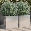 vidaXL Stainless Steel Silver Planters - Rectangular Garden Containers 12.6"x11.8"x11.4", Durable Outdoor/Indoor Flower Boxes, Set of 2 - 2 of 4