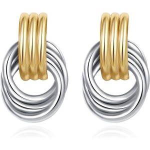 Trendy Gold Plated Knot Earrings for Women Chunky Statement Drop Dangle Earrings Lightweight Fashion Accessories Gold Jewelry - 1 of 4