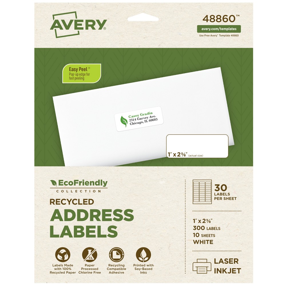 Avery Recycled Laser/Ink Jet Address Labels