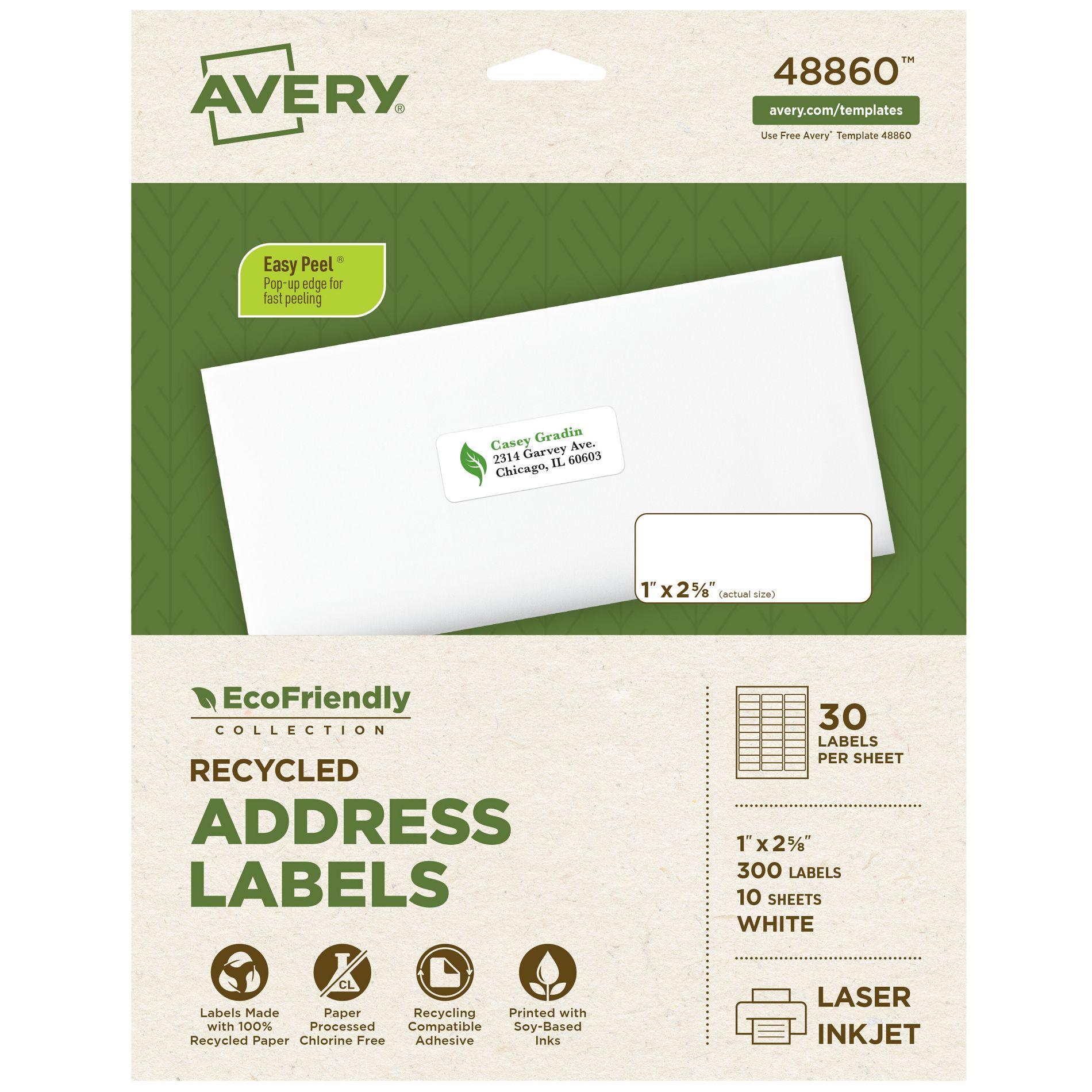 Avery Recycled Laser/Ink Jet Address Labels