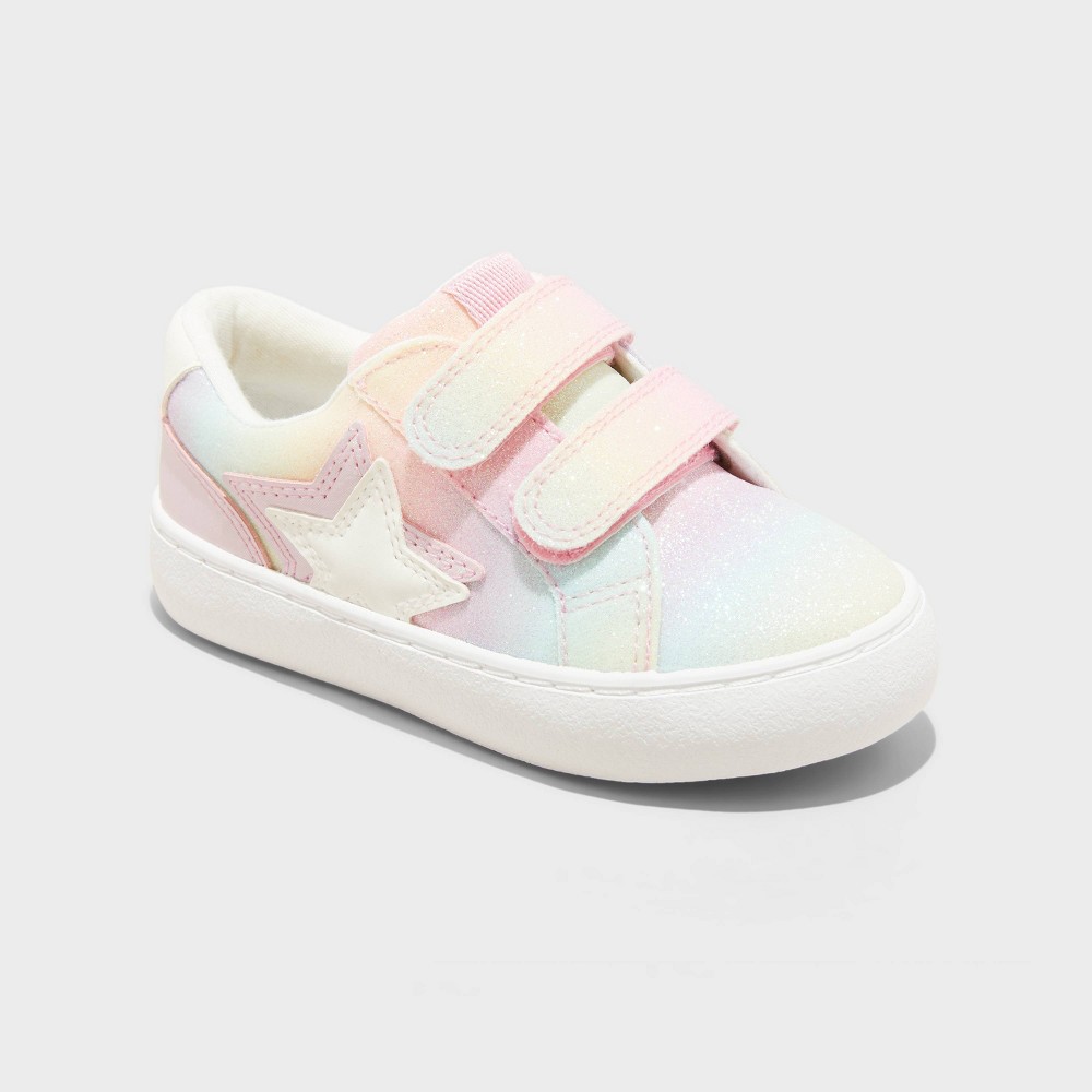 Toddler Sora Glitter Sneakers - Cat & Jack™ 12T: Star Pattern, Hook and Loop Closure, Flocked Outsole