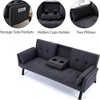 QingMoon 70" Convertible Sofa Bed, Foldable 2-Seater Futon Couch, with 2 Cup Holders, 2 Pillow and Side Storage for Living Room, Apartment - 4 of 4