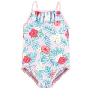 Hudson Baby Girls Toddler Swimsuit, Tropical Floral - 1 of 2